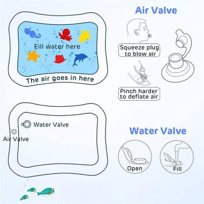 Baby Tummy Time Sensory Water Play Mat | Inflatable Activity Mat