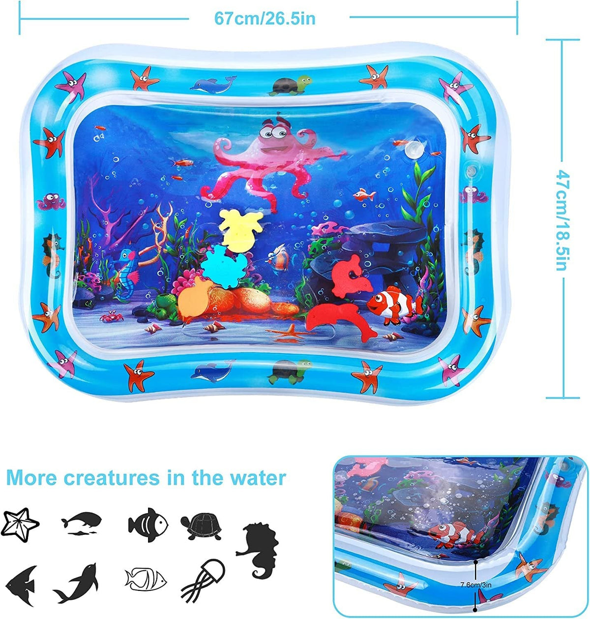 Baby Tummy Time Sensory Water Play Mat | Inflatable Activity Mat