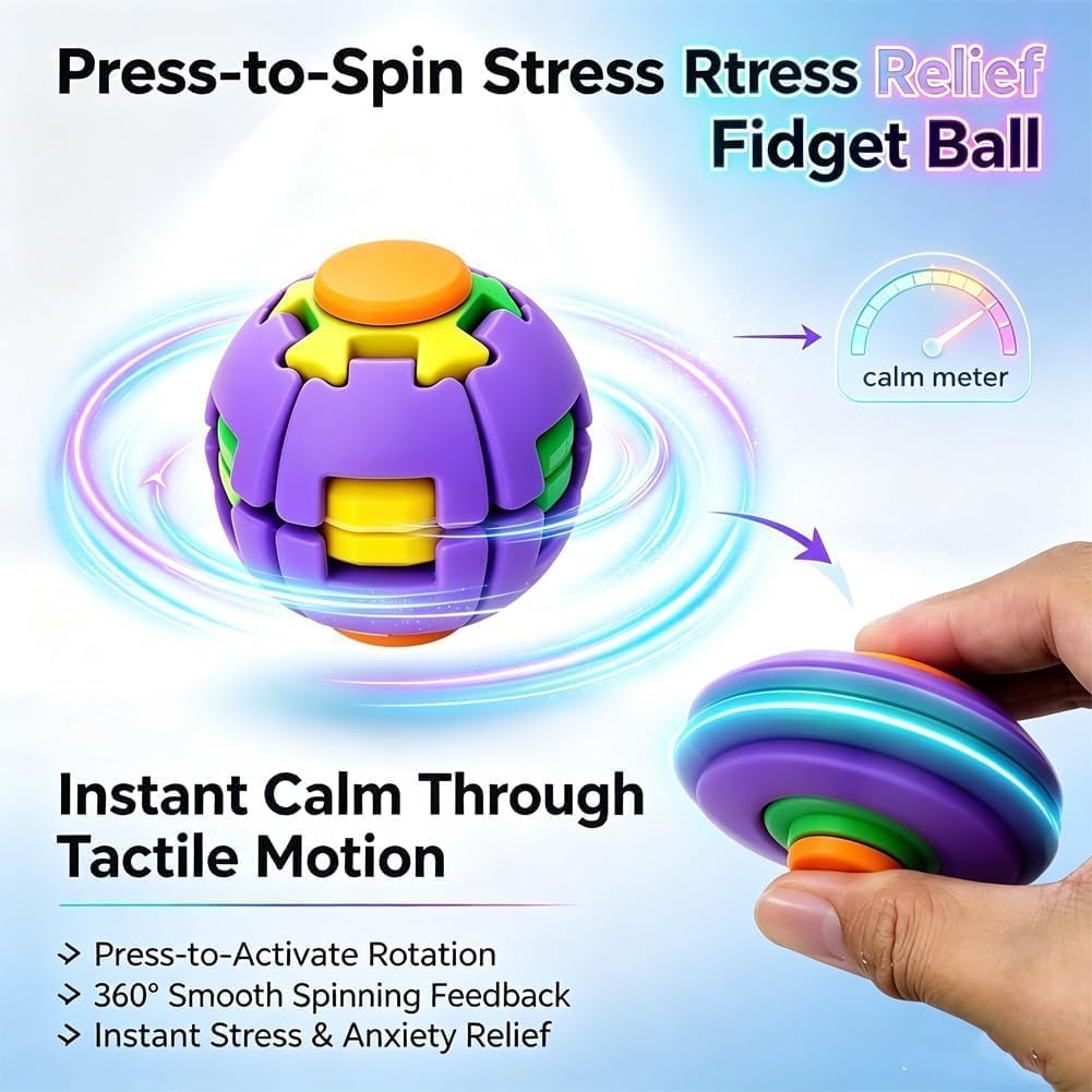 Colorful 3D Printed Press Fidget Spinner Ball