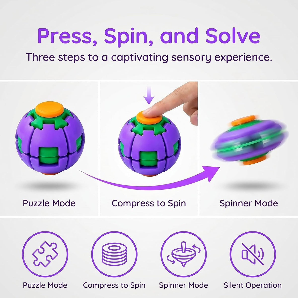 Colorful 3D Printed Press Fidget Spinner Ball