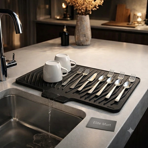 Premium Silicone Sink Drying Mat with Drain Spout