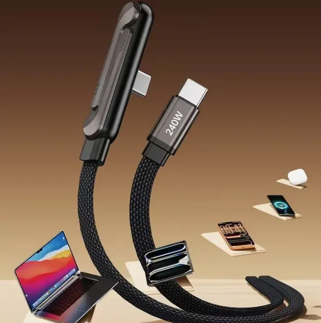 2-in-1 Fast Charging Type-C Cable with Adjustable Mobile Stand ( 240W )