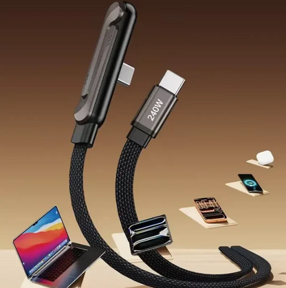 2-in-1 Fast Charging Type-C Cable with Adjustable Mobile Stand ( 240W )