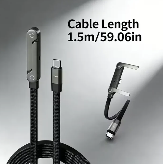 2-in-1 Fast Charging Type-C Cable with Adjustable Mobile Stand ( 240W )