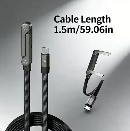 2-in-1 Fast Charging Type-C Cable with Adjustable Mobile Stand ( 240W )