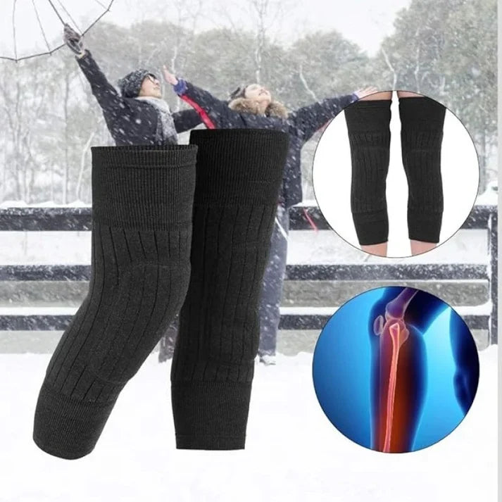 Knee Warmer - Woolen Blend Thermal Leg Warmers - Unisex Elastic Knee Pads For Men & Women
