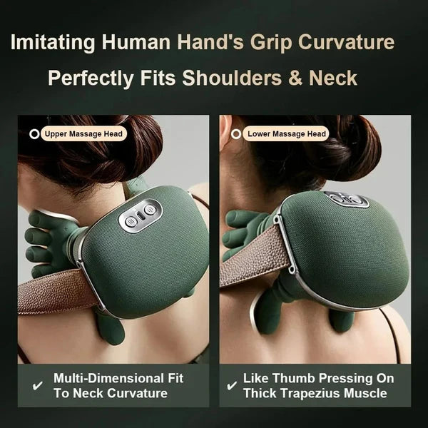 4D Shiatsu Neck Massager with Heat – Deep Tissue Pain Relief Electric Kneader